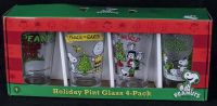 Peanuts & Gang Schulz Holiday Pint Glass 4 Pack - NEW